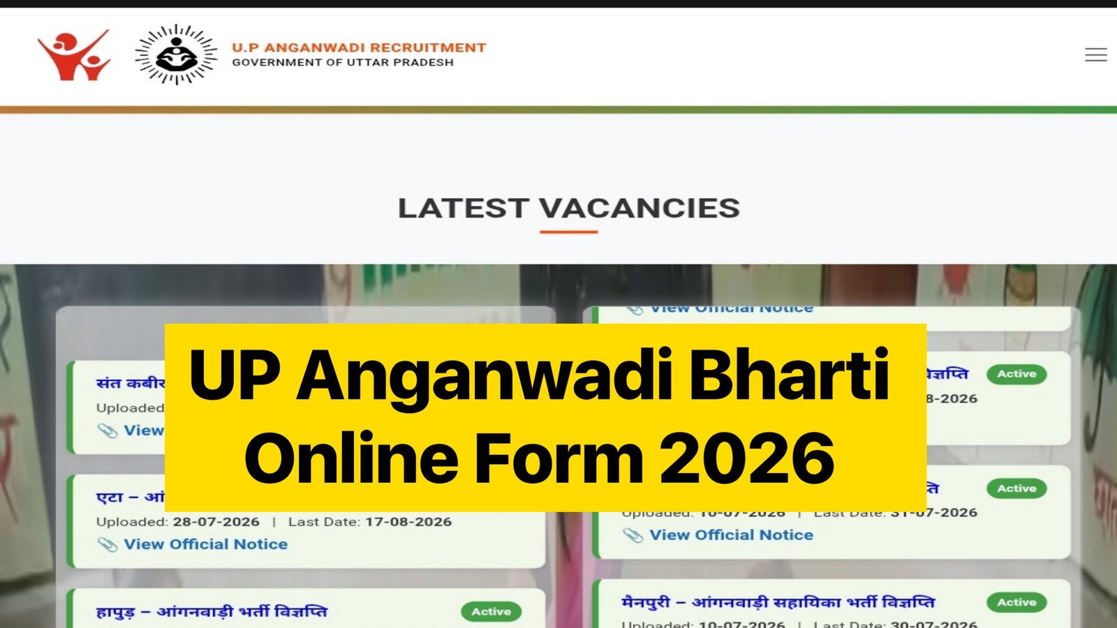 UP Anganwadi Bharti Online Form 2026 (Last Date) - Documents Required, Eligibility