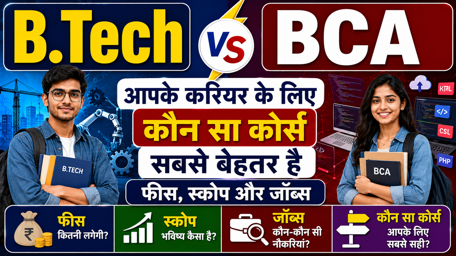 B.Tech vs BCA: आपके करियर के लिए कौन सा कोर्स सबसे बेहतर है फीस, स्कोप और जॉब्स